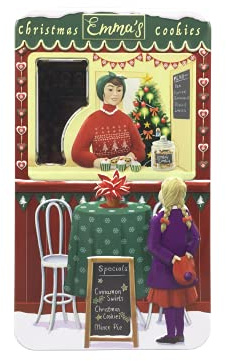 stylebox Barattolo in latta per biscotti a forma di chiosco Xmas Cookies, per biscotti di Natale, cioccolatini, ca. 21 x 11,5 x 5,5 cm, volume: 2,1 l