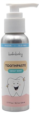 Kids Natural Fluoride Free Toothpaste with Xylitol in a Pump Bottle – SLS Free Toothpaste with Xylitol, Vegan Gluten Free - Kids Teeth Paste in Pump Bottle (Mint)