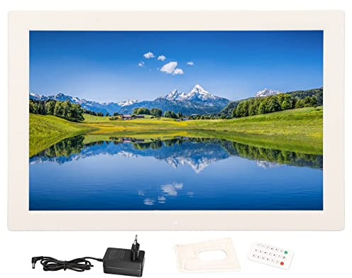 17 Zoll Digitaler Bilderrahmen, 1440x900 HD LED Display | Fernbedienung enthalten USB SD MMC Unterstützung Video und Foto Wiedergabe für Zuhause und Büro weißer Plastikrahmen