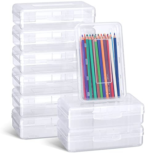 Fainne 24 Pack Clear Plastic Pencil Box, Transparent