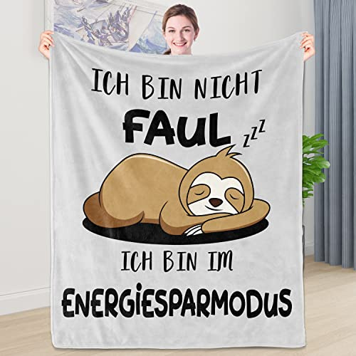Shoppawhile Faultier-Decke Flanell 130x150 cm - lustige Geschenke für Frauen und Männer - Witzige Geschenke für Freundin zu Weihnachten und Geburtstag