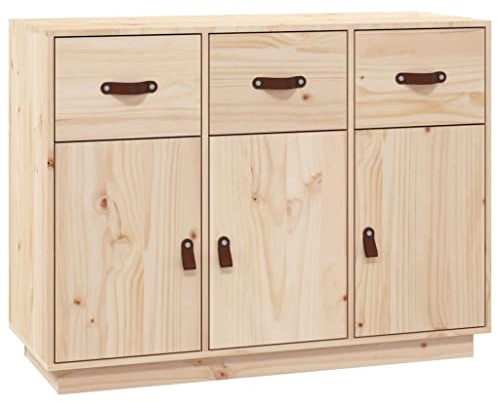 vidaXL Solid Wood Pine Sideboard Living Room Furniture Wooden Cupboard Storage Cabinet Highboard Home Organiser Side Console Cabinet