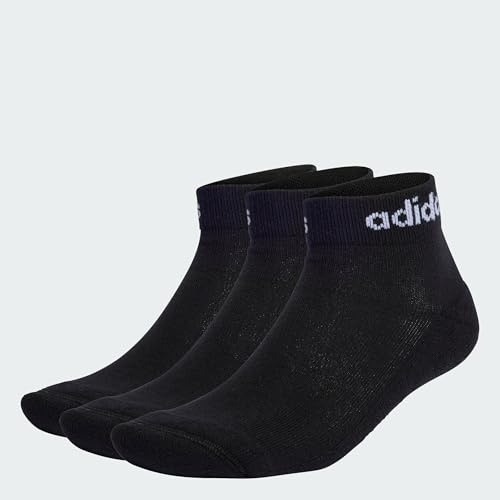 adidas Unisex Linear Ankle Cushioned Socks 3 Pairs, Black / White, 37-40