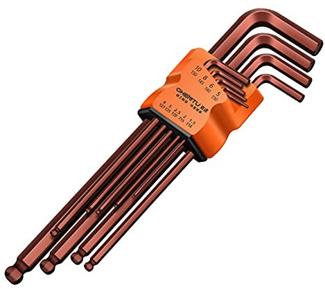 BOSUGE Inbus-Torx-Schlüssel-Set – Basic 9-teiliges L-förmiges langes Kugelkopf-Inbusschlüssel-Set Inbusschlüssel-Set Torx-Schlüssel-Set für die Heimwerkerwartung (Sechskant-Bronze)