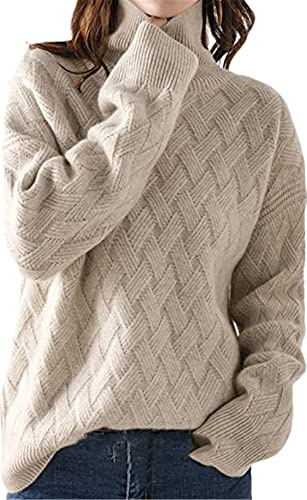 Pokem&Hent Jersey de mujer con cuello alto, para otoño e invierno, en cachemir, M-L