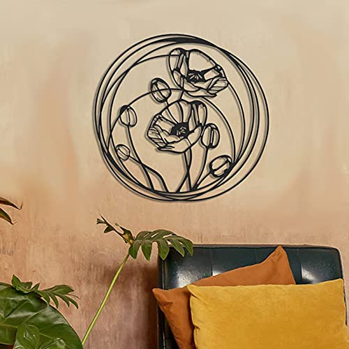 KLZUOPT Exquisite Wall Sculpture Art Decor Metal Lotus Flower Wall Art Decor, 3D Wall Silhouette, Minimalist Lotus Flower Wall Sculpture, Yoga Studio Decor Stylish Metal Sign Iron Wall Sign