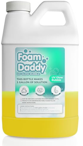 FoamDaddy UV Glow Bubble Solution – Professional Strength Ultra-Concentrated Formula – Make Your Bubbles Glow Under Black Lights – Designed for Any Bubble Wand or Machine – 1/2 Gallon of Bubbly Fun