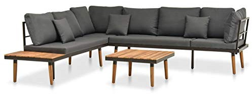 Yolola Loungeset Gartenmöbel 4-teilig Terassenmöbel außen, Loungemöbel Terrasse, Gartensofa Aluminium, Gartenmöbel, Gartenlounge, Eckmodul, Dunkelgrau