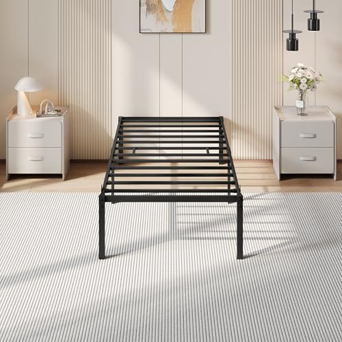 Yaheetech Lit Simple 90x190 cm en Métal Assemblage Simple pour Petits Espaces Adultes Noir
