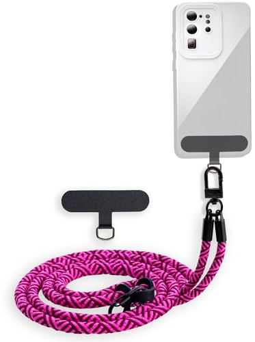 Cadorabo Universale Handykette in PINK - Passend für die meisten gängigen Smartphones und Hüllen - Verstellbares Handyband Kordel zum Umhängen Schlüsselband Universales Pad zum einlegen