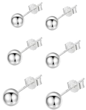 Ohrstecker Silber 925 Ohrringe für Damen Herren Kugel Ohrstecker