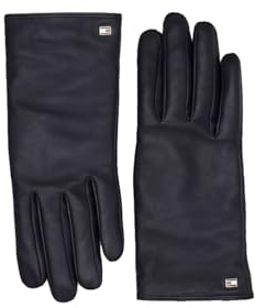 Tommy Hilfiger Damen Handschuhe Leder Essential Flag Leather Gloves S-M Blau