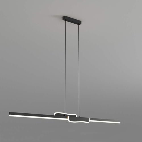USMJQVZ Moderne, minimalistische LED-Linear-Inselleuchten, Schwarze lineare Kronleuchter-Pendelleuchte, 56 W LED-dimmbare Hängeleuchte, Kronleuchter für Esszimmer, Küche, Insel, Billardtisch