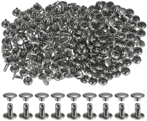 QUARKZMAN Leder Nieten 300 Set Metallniete Doppelkappe 8mm x 8mm Röhrenförmige Hohlnieten Lochzange für DIY Handwerk Gürtel Kleidung Reperatur Dekoration, Schwarz