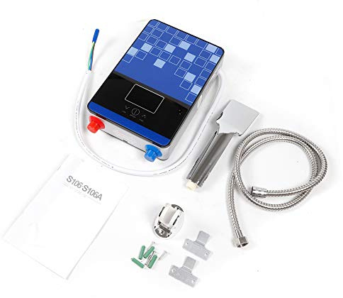 MINRS Elektrische Durchlauferhitzer, Warmwasserbereiter für die Küche mit LED-Digital-Temperaturanzeige und Handbrause Durchlauferhitzer Dusche 30-55℃ 6500W 220V Trockengehschutz für Küche Badezimmer