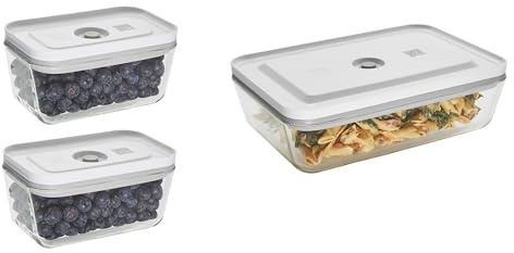 ZWILLING Fresh & Save Vakuumbehälter aus Glas, für Lebensmittel, kleine und große Behälter, 3 Stück