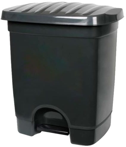 Acan Tradineur - Poubelle en plastique avec pédale, compartiment unitaire, poubelle à déchets, poubelle, cuisine, fabriquée en Espagne (anthracite, 35 litres, 45 x 39 x 31 cm)