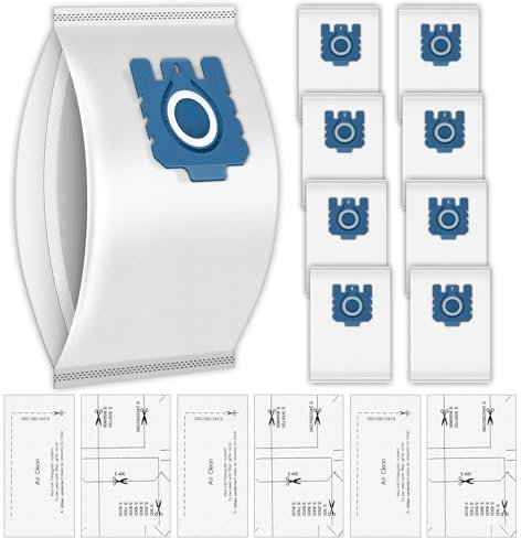 (12 Piezas) Bolsas Para El Polvo Filtros Airclean Compatibles Con Aspiradora Miele GN, Serie C1, C2, C3, S227, S240, S270, S400, S400i S600 S2 S5 S8, Bolsa Aspiradora De Eficiencia 3D, Bolsas De Vacío