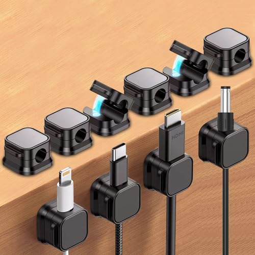 SENLINLIN Cord Organizer Holder, 10PCS Magnetic Desk Cable Clips Management, Hide Phone Charging Cable Keeper, Strong Adhesive Wire Charger Holder for Kitchen Appliances, Office, Home, Car, USB, HDMI