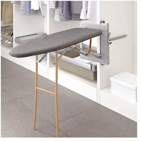 Tabla de Planchar de Pared, Plegable y elevable, con Montaje Lateral Oculto, Ahorra Espacio y Cuenta con Barra de Soporte, Ideal para guardarropa, hogar, apartamento.