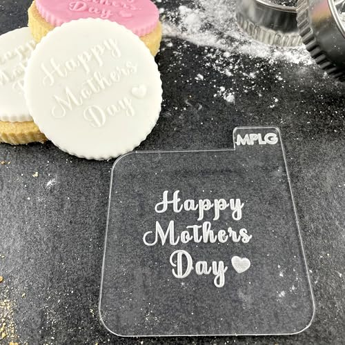 Happy Mother's Day Icing Stamp Embosser Stamp Fondant for Biscuits, Cookies, Cupcake Topper Decorations Stencil for Mum (60mm)