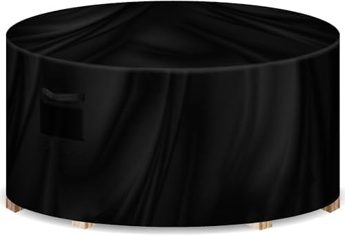 Futura Premium Round Garden Furniture Covers Waterproof 128x71cm, Heavy Duty 600D Oxford Fabric Round Garden Table Cover, PVC Lined Patio Table Cover with Air Vents and UV Safe