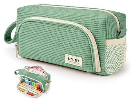 KALIDI Federmäppchen Cord-Stoff Pencil case Mäppchen mit grossem Fassungsvermögen Schreibwarenbeutel Bleistift Beutel für Middle School College Office Studentin Mädchen Geschenk