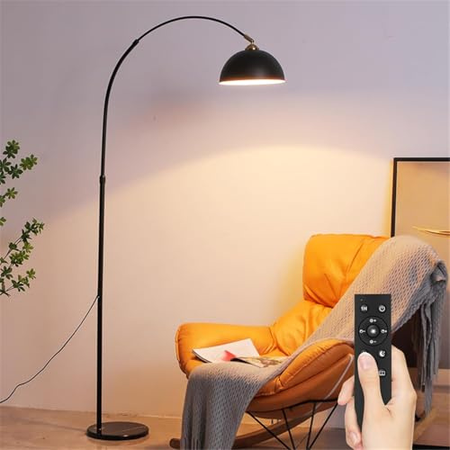Golvlampor Med Fjärrkontroll - Dimbar Golvlampa 70 Svart Hög Lampa Med Justerbar Höjd Metallskärm, Båglampor Golvstående, över Soffalampa För Vardagsrum, Sovrum