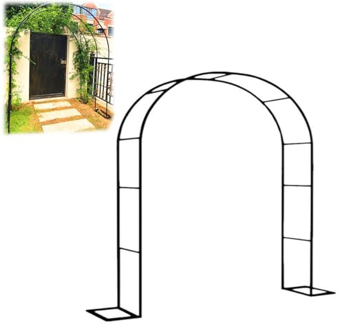Treillis en métal pour décoration de jardin et plantes grimpantes - 240 x 220 x 40 cm - Décoration d'extérieur élégante pour roses et vignes - Finition noire