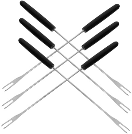 SOLUSTRE 6 Stück Teiliges Fonduegabel Edelstahl mit Ergonomischem Rutschfestem Griff für Käsefondue Schokolade Marshmallows und Obst Hitzebeständig Langlebig Komfortabel für Lange Nutzung