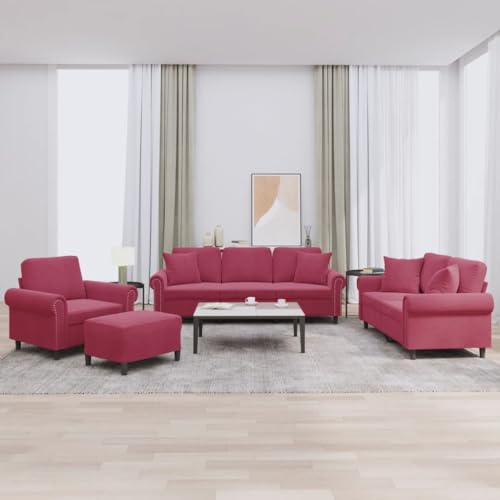 ZQQLVOO Samt Sofagarnitur 3-TLG mit Hocker, Bequemes Velours Sofa Set für Wohnzimmer, Robuste Couchgarnitur mit Sitzkissen, Graue Polstergarnitur für Entspannung und Gäste