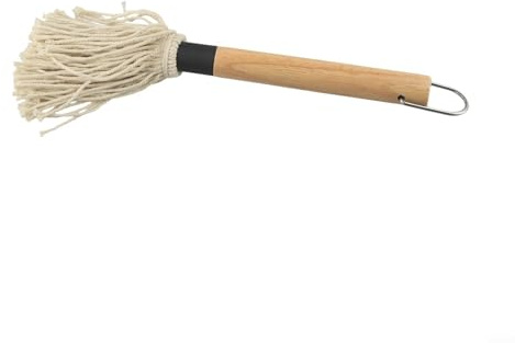 Honseadek BBQ Basting Mop Sauce Holz Baumwolle Grillen mit Bürste Grillgriff Fasern Spülmaschinenfest mit Backpinsel zum Grillen und Kochen (B)