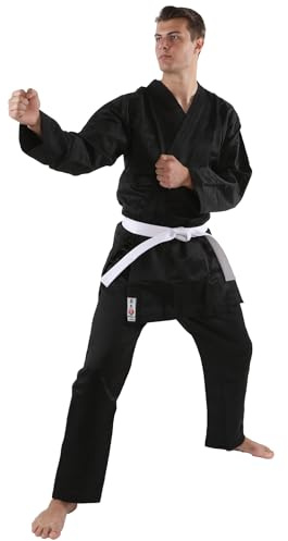 ARIMA Kihon Black Karate Gi Uniform – Lightweight Beginner Gi for Training – Durable WKF-Style Karate Suit with Belt - 180