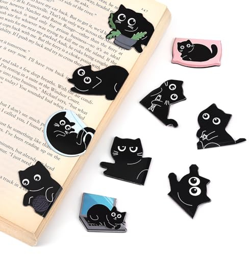 ITClosud 10 Stück Cute Katzen Magnetische Lesezeichen, Magnetlesezeichen Kinder, Schwarze Katze Lesezeichen für Frauen und Katzenliebhaber, Weihnachtsgeschenke für Kinder, Lehrer, Buchliebhaber