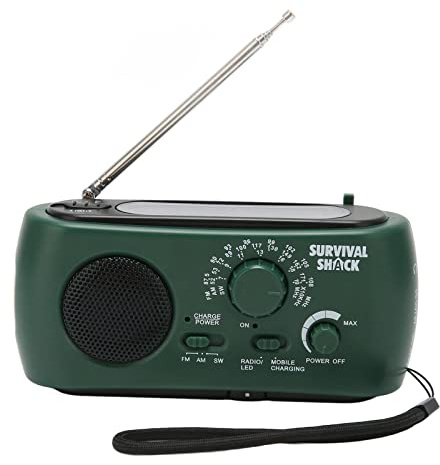 TARSHYRY Hand Crank Radio Solar Powered NOAA Weather Radio with Flashlight USB Charger AM FM SW Portable Emergency for Outdoor Camping Survival ABS Black 5.7x2.8x1.6in