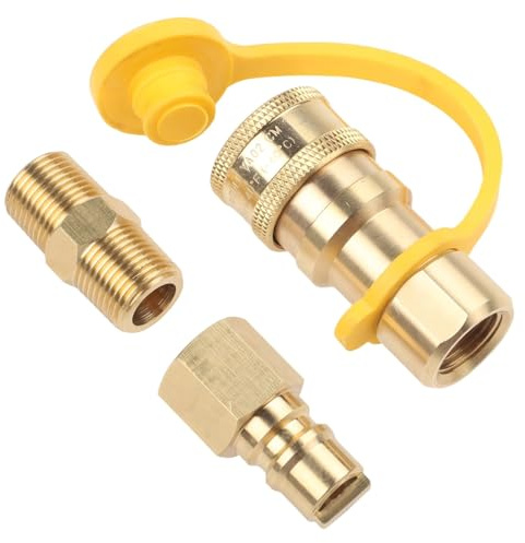 SPORTARC Raccordo a innesto rapido propano per griglia a gas naturale, raccordo in ottone per camper, camper, rimorchio, barca, 3/8, kit da 3 pezzi