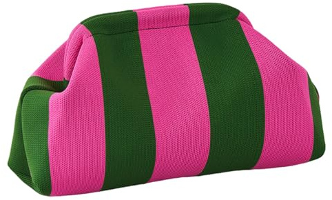 JENCVNL Sommer Strand Clutch Damen, Gestreift Clutch Handtasche Gewebte Dumpling Bag Clutche Geldbörsen Kosmetiktasche für Sommerstrände, Shopping, Reisen