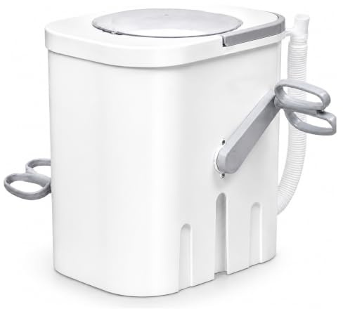 Mini lavatrice con manovella, lavatrice portatile da campeggio senza elettricità | Per biancheria intima, calzini e vestiti per bambini, salvaspazio con tubo di scarico