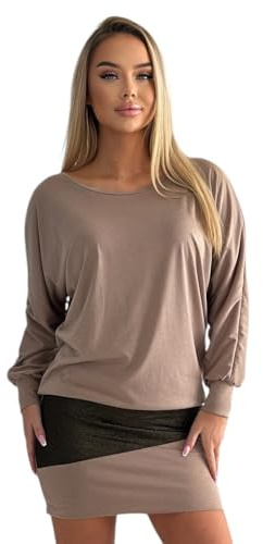 Mississhop Damen Minikleid festlich Glitzer Kleid Pulli Tunika S M L XL XXL