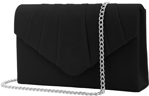 wocharm Ladies Pleated Suede velvet Clutch Bag Handbag Bridal Evening Prom Party
