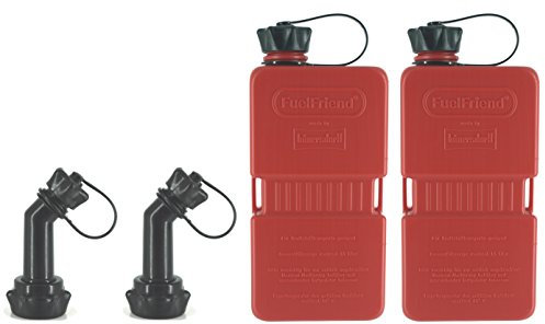 FuelFriend®-PLUS 1,5 Liter - Klein-Benzinkanister Mini-Reservekanister + verschließbares Auslaufrohr - im Doppelpack