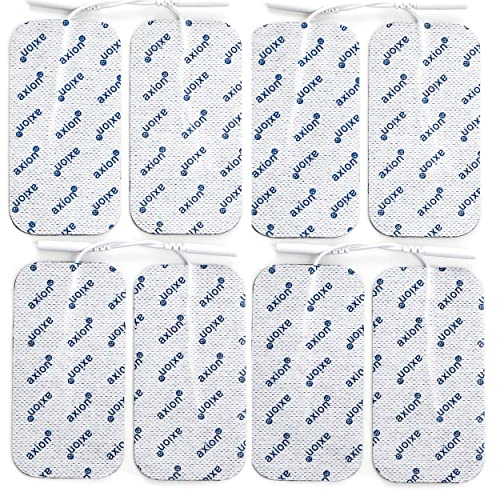 axion® - 8 TENS Elektroden-Pads 10x5 cm - Zertifiziertes Medizinprodukt | 2mm Steckanschluss I Wiederverwendbare Klebeelektroden Pads für TENS Geräte & EMS-Trainer I Super Haft- und Leitfähigkeit