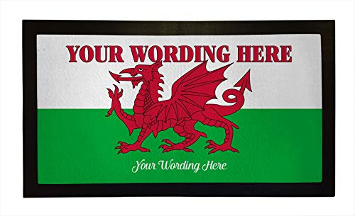 Bang Tidy Clothing Personalised Bar Runners Welsh Flag Home or Pub Bar Mats Mens Gift Idea