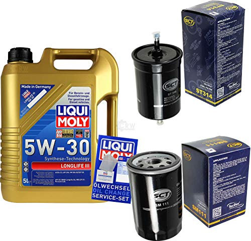 Filter Set Inspektionspaket 5 Liter Liqui Moly Motoröl Longlife III 5W-30 SCT Germany Kraftstofffilter Ölfilter