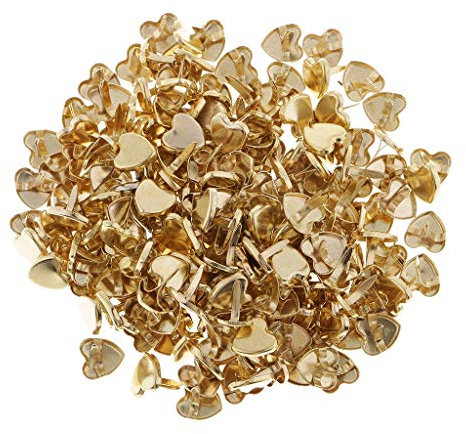 Ogquaton 200 Stücke Golden Tone Mini Herzförmige Brads, Metall Eisen Brads Papier Befestigungen für Scrapbooking Handwerk Verzierungen Neu Freigegeben