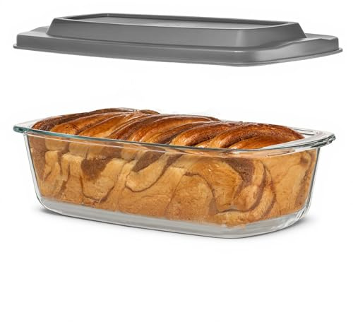 Razab LARGE 7.6 Cups/1800 ML/1.9 Qt Glass Loaf Pan with Lids - Meatloaf Pan BPA free Airtight Lids Grip Handle Easy Carry, Microwave and Oven Safe - Loaf Pans For Baking Bread, Cakes, Glass Loaf Pan