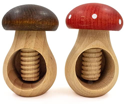 “Mushroom & Toadstool” Wooden Nutcracker Set of 2