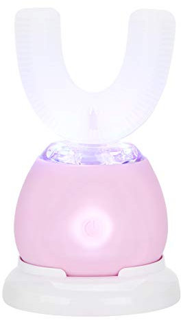 Ultrasonic Electric Toothbrush, U Shaped Whitening Automatic Toothbrush with 3 Gears Speed & 360° Mouth Cleansing for Adults Children, Smart Whole Mouth Toothbrush, IPX7 Waterproof(Pink)