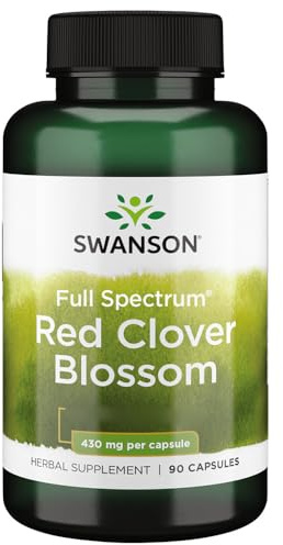 Swanson, Full Spectrum Red Clover Blossom (Fleurs de Trèfle Rouge), 90 Capsules, Hautement Dosées, Testées en Laboratoire, Sans Soja, Sans Gluten, Sans OGM