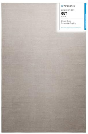 Wollteppich handgewebt - wertvoller, nachhaltiger, Teppich bestens geeignet fürs Wohnzimmer, Schlafzimmer und Kinderzimmer, Handwebteppich aus Schurwolle - PERPIGNAN - 80 x 150 cm, Grau Beige